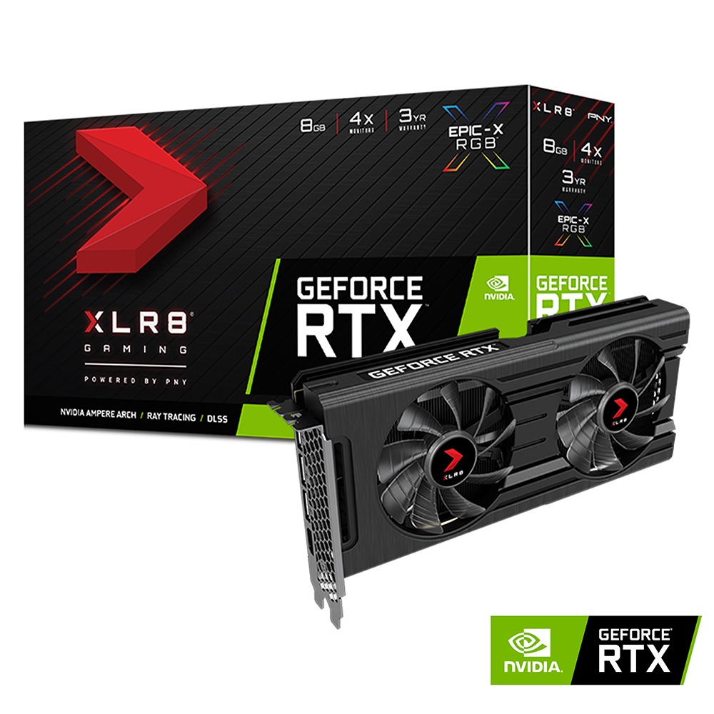 PNY GeForce RTX™ 3050 8 Go XLR8 Gaming REVEL EPIC-X RGB™ double ventilateur